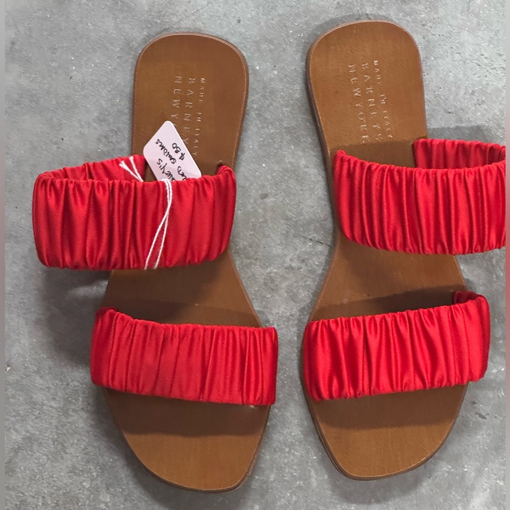 Barneys New York Red Ruched Sandals